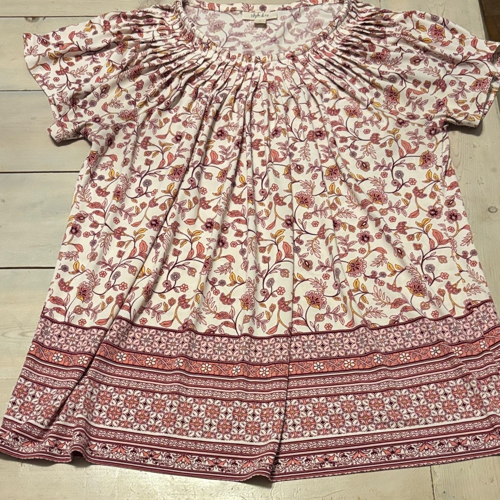 Style & Co. Cream and Pink Floral Top